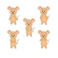 A set of cute mice in different poses with different emotions