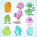 Set of cute monster in doodle style Royalty Free Stock Photo