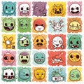 Set of cute monsters. Hand drawn vector illustration in cartoon style Royalty Free Stock Photo