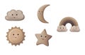 Set of cute natural objects for children, 5 in 1