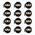 Set of cute ninja emoticons.