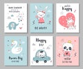 Set of cute nursery posters, baby card Royalty Free Stock Photo