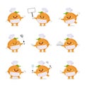 Set of cute onion chef cartoon characters with various activities