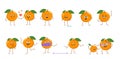 Set of cute oranges characters with different emotions Royalty Free Stock Photo