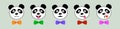 Set cute panda face wearing colorful bow tie, set of animal emoticons. Emoji icons. Social media emoticon smile. pet animal Royalty Free Stock Photo