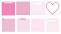 set of cute pastel pink grid paper templates printable striped note, planner, journal, reminder, notes, checklist, memo, writing