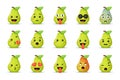 Set of cute pear with emoticons
