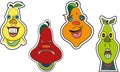 Set of cute pear fruit icons. Merry food characters vector. Royalty Free Stock Photo