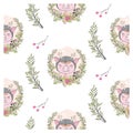 Set of cute pig cartoon seamless characters pattern. Chinese symbol of the 2019 year. Happy New Year. Cute funny piggy Royalty Free Stock Photo