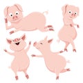 Set of cute pigs. Royalty Free Stock Photo