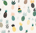 Set of of cute pineapples with different textures.