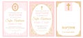 A set of cute pink templates for Baptism invitations.