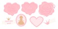 Set of cute pink vector stamps.