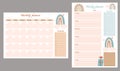 Set Cute planner templates - for week, month, to-do list. Scandinavian style organizer and schedule with notes and to do