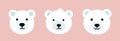 Set of cute polar bear head icon element. Polar bear face flat vector illustration. Royalty Free Stock Photo