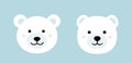 Set of cute polar bear head icon element. Polar bear face flat vector illustration. Royalty Free Stock Photo