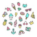 Set of cute pop stickers. Royalty Free Stock Photo