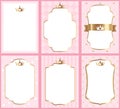 Set of cute princess pink templates for invitations. A little princess party.
