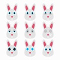 Set of cute rabbit emoticons.