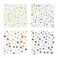 Set of cute random colourful dot pattern vector illustration. Isolated on white background