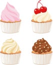 Set of cute Raster cupcakes and muffins