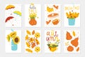 Set of 6 cute autumn postcards Royalty Free Stock Photo