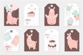 Set of 8 cute ready-to-use gift tags with lamas