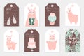 Set of 8 cute ready-to-use gift tags with lamas