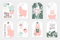 Set of 8 cute ready-to-use gift tags with lamas