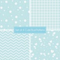Set of 4 cute retro blue Patterns and textures