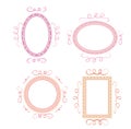 Set of cute, retro frames with white, empty space