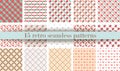 Set of Cute retro seamless pattern. Retro pink, white and blue colors. Royalty Free Stock Photo