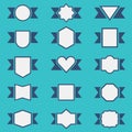 Set of cute ribbon badges set in different shapes