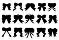 Set of cute ribbon doodle isolated flat vector Stock Silhouettes