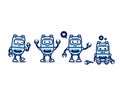 Set cute robot AI vector character cartoon mascot pose Royalty Free Stock Photo