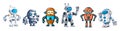 Set of cute Robot, chatbot characters vector.