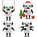 A set of cute robots of innovative technologies. Vector illustration of humanoid robots