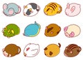 Set of cute and round simple zodiac animals outlined