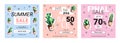 Set of cute sale banners with embroidery cactus.