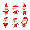 Set of cute Santa, cartoon vector illustration isolated on white Royalty Free Stock Photo