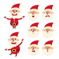 Set of cute Santa, cartoon vector illustration isolated on white Royalty Free Stock Photo