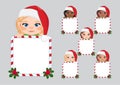 Set of Cute Santa Girls Holding Candy Stick Frame Vector