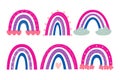 Set cute scandinavian rainbow in colours bisexual flag. Stickers for LGBTQ pride.