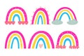 Set cute scandinavian rainbow in colours pansexual flag. Stickers for LGBTQ pride.