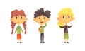 Set of Cute School Children, Funny Boys and Girls Dressed Casual Clothes Cartoon Vector Illustration
