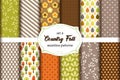 Set of 12 cute seamless Country Fall patterns with primitive ornaments