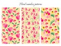 Set of cute seamless floral patterns. Royalty Free Stock Photo