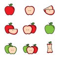 Set of cute and simple apple vector illustration isolated on white background