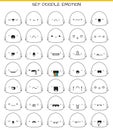 Set of 35 cute sketch characters with doodle emotions