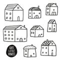 Set of cute sketch houses on white